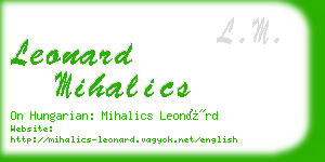 leonard mihalics business card